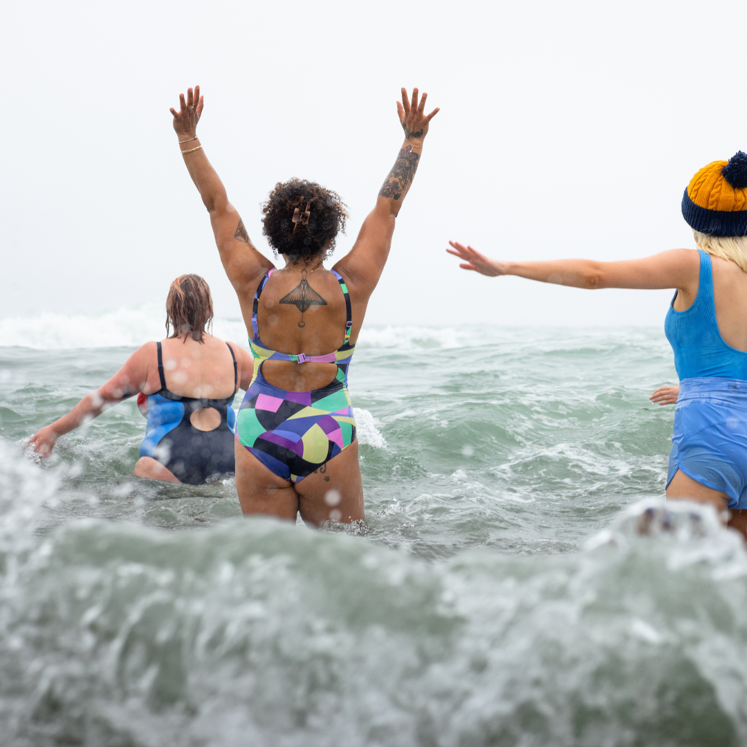 Sea swimmers at a Blue Flag beach